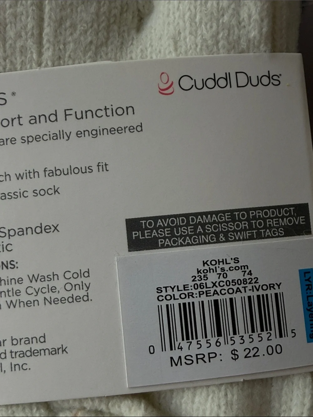 NWT Cuddl Duds 4 Pair Socks